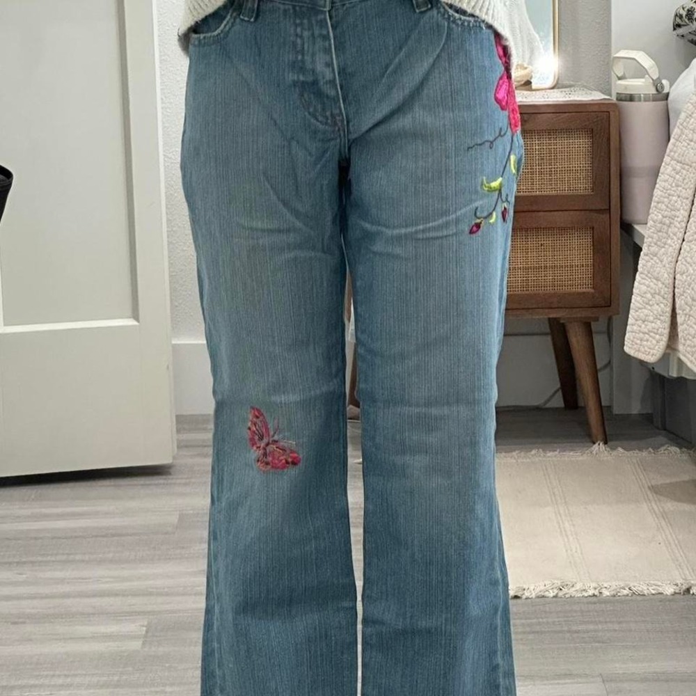 Y2K low rise embroidered jeans